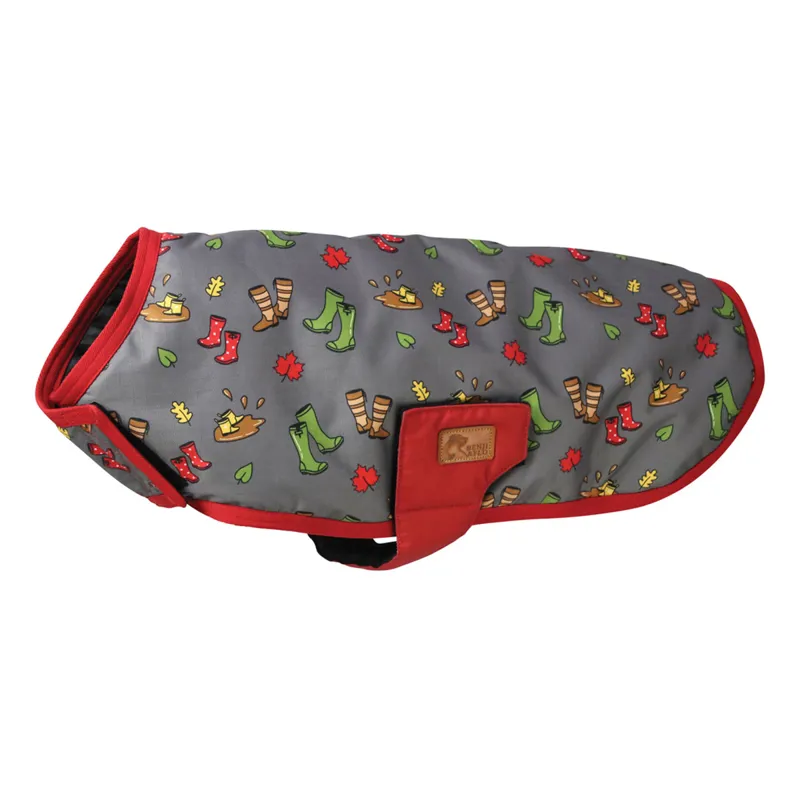 Hy Equestrian Benji and Flo Country Walks Dog Rug Coat - Burgundy/Grey